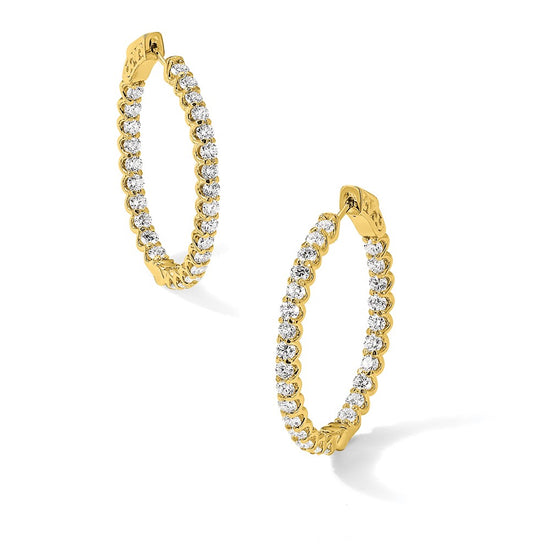 Gold Diamond Oval Hoops with Safety Clasps