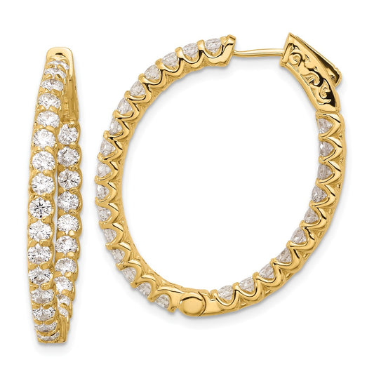 Gold Diamond Oval Hoops with Safety Clasps