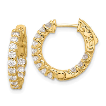 Gold Diamond Hoops with Safety Clasps