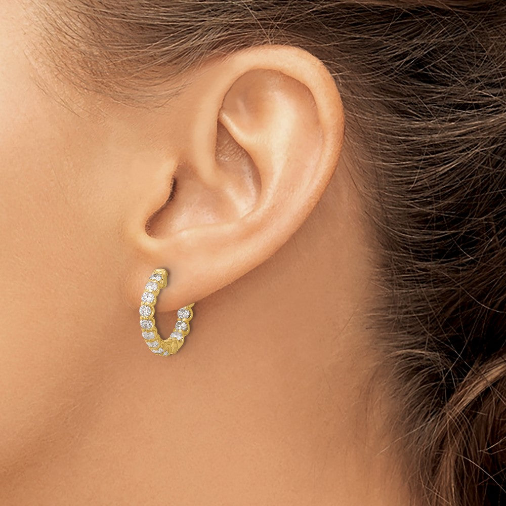Gold Diamond Hoops with Safety Clasps