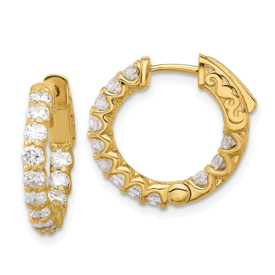 Gold Diamond Hoops with Safety Clasps