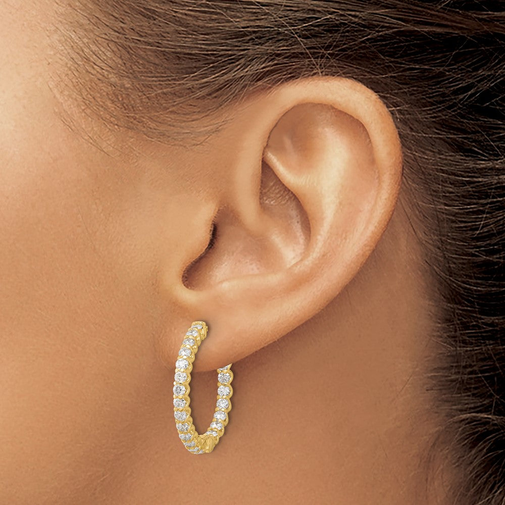 Gold Diamond Hoops with Safety Clasps