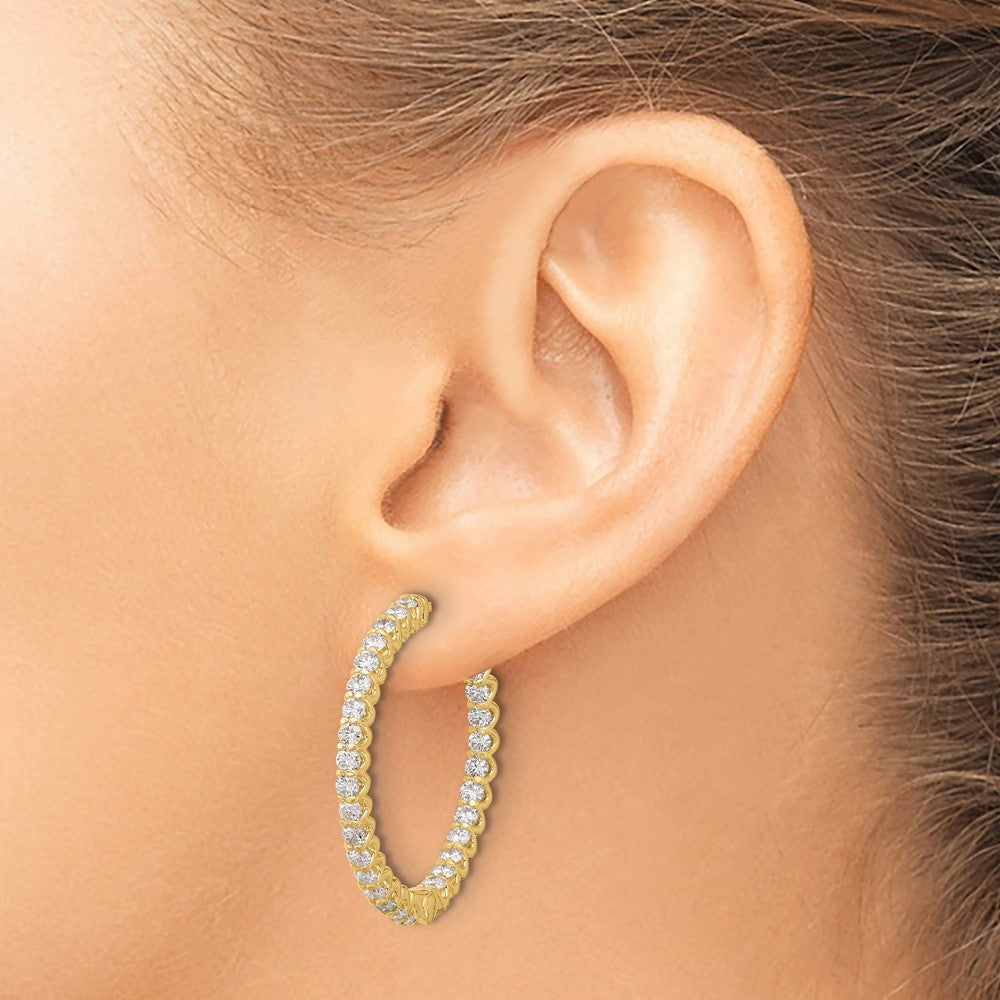 Gold Diamond Hoops with Safety Clasps