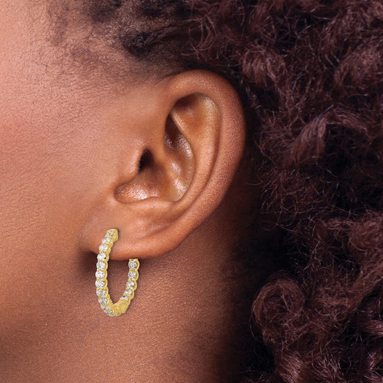Gold Diamond Hoops with Safety Clasps