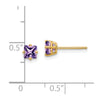 14k 4mm Princess-cut Amethyst Post Earrings