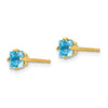 14k 4mm Princess-cut Blue Topaz Post Earrings