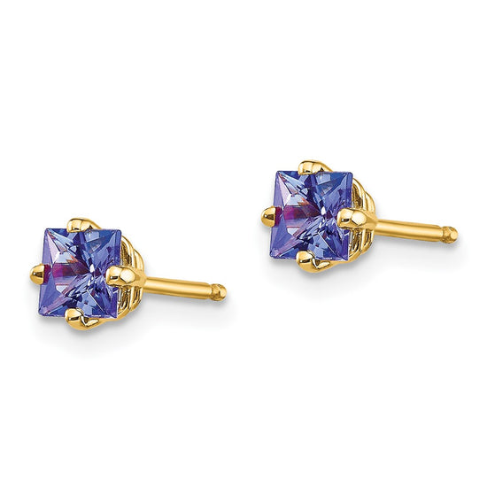 14k Princess-Cut Post Earrings. -B Styles