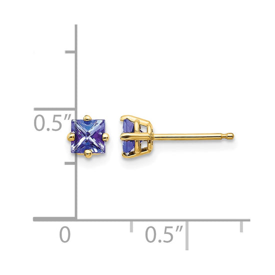 14k Princess-Cut Post Earrings. -B Styles