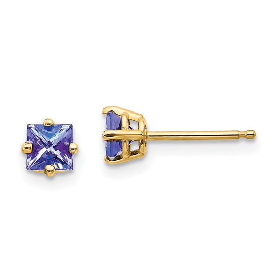 14k Princess-Cut Post Earrings. -B Styles
