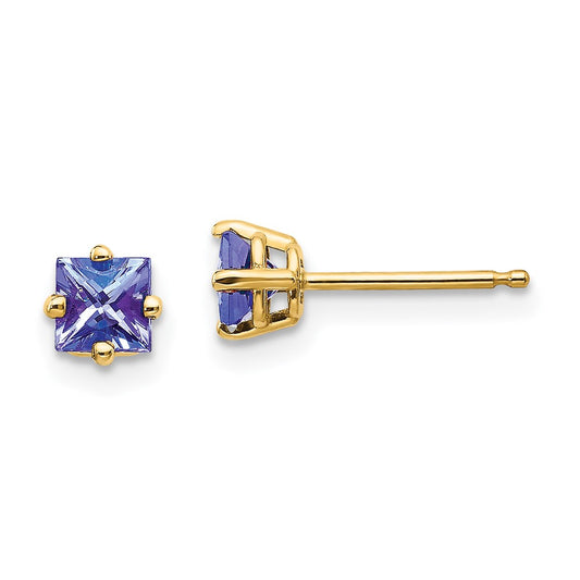 14k Princess-Cut Post Earrings. -B Styles