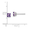 14k White Gold 4mm Princess-cut Amethyst Post Earrings