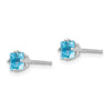 14k White Gold 4mm Princess-cut Blue Topaz Post Earrings