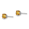 14k White Gold 4mm Princess-cut Citrine Post Earrings