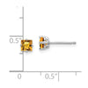 14k White Gold 4mm Princess-cut Citrine Post Earrings