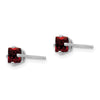 14k White Gold 4mm Princess-cut Garnet Post Earrings