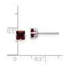 14k White Gold 4mm Princess-cut Garnet Post Earrings