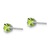 14k White Gold 4mm Square Step-Cut Peridot Post Earrings