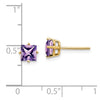14k 5mm Princess-cut Amethyst Post Earrings
