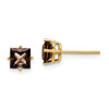 14k 5mm Princess-cut Smoky Quartz Post Earrings