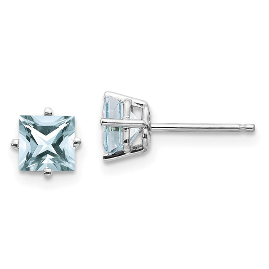 14k Princess-Cut Post Earrings. -B Styles