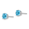 14k White Gold 5mm Princess-cut Blue Topaz Post Earrings