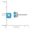 14k White Gold 5mm Princess-cut Blue Topaz Post Earrings
