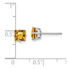 14k White Gold 5mm Princess-cut Citrine Post Earrings