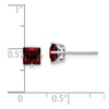 14k White Gold 5mm Princess-cut Garnet Post Earrings