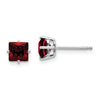 14k White Gold 5mm Princess-cut Garnet Post Earrings