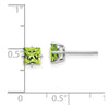 14k White Gold 5mm Square Step-Cut Peridot Post Earrings