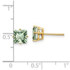 14k 6mm Square Green Quartz Post Earrings