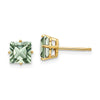 14k 6mm Square Green Quartz Post Earrings
