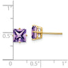 14k 6mm Princess-cut Amethyst Post Earrings