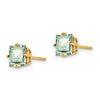 14k 6mm Square Checker-Cut Green Quartz Post Earrings