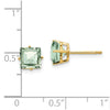 14k 6mm Square Checker-Cut Green Quartz Post Earrings