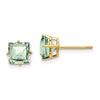 14k 6mm Square Checker-Cut Green Quartz Post Earrings