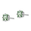 14k White Gold 6mm Square Green Quartz Post Earrings