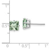 14k White Gold 6mm Square Green Quartz Post Earrings