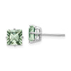 14k White Gold 6mm Square Green Quartz Post Earrings