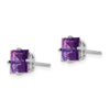 14k White Gold 6mm Princess-cut Amethyst Post Earrings