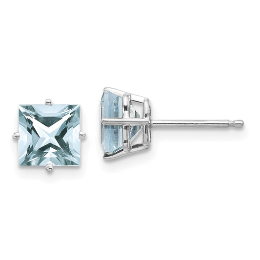 14k Princess-Cut Post Earrings. -B Styles