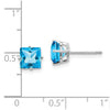 14k White Gold 6mm Princess-cut Blue Topaz Post Earrings