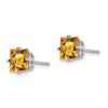 14k White Gold 6mm Princess-cut Citrine Post Earrings
