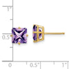 14k 7mm Princess-cut Amethyst Post Earrings