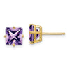 14k 7mm Princess-cut Amethyst Post Earrings