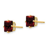 14k 7mm Princess-cut Garnet Post Earrings