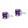 14k White Gold 7mm Princess-cut Amethyst Post Earrings