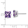 14k White Gold 7mm Princess-cut Amethyst Post Earrings