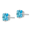 14k White Gold 7mm Princess-cut Blue Topaz Post Earrings