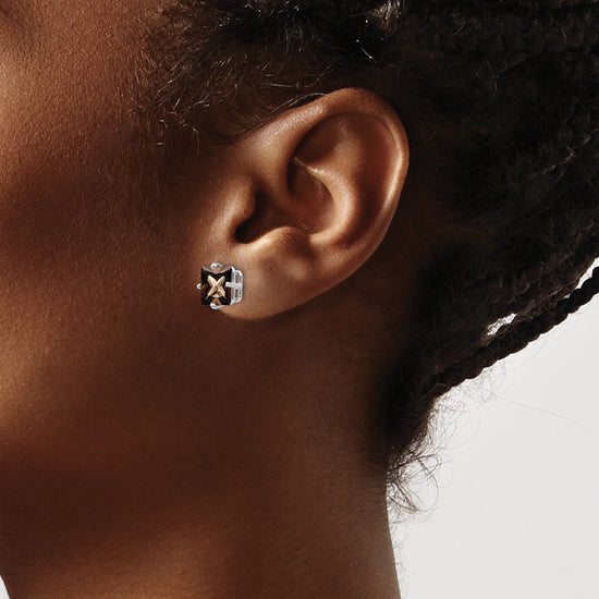 14k White Gold 7mm Square Checker-Cut Smoky Quartz Post Earrings